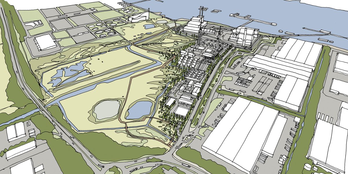 Cory Carbon Capture Scheme aerial sketch colour aspect ratio 1200 600